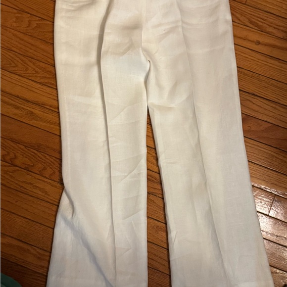 Ralph Lauren White Wide-Leg  100% Linen Trousers - Picture 4 of 8